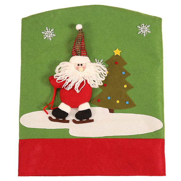 3D Plush Christmas Chair Covers & Dinner Table Decoration 18.8" x22.8" (50cm X 60cm) Stretch and Washable with Santa Claus Design