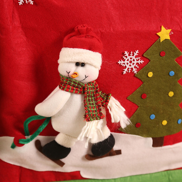 3D Plush Christmas Chair Covers & Dinner Table Decoration 18.8" x22.8" (50cm X 60cm) Stretch and Washable with Snowman Design