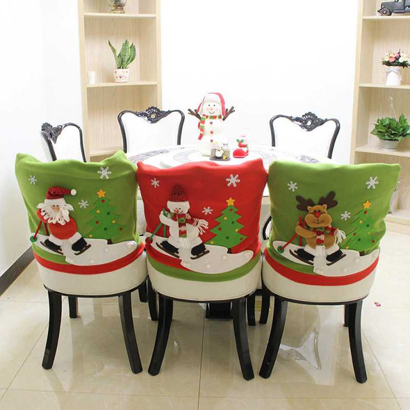 3D Plush Christmas Chair Covers & Dinner Table Decoration 18.8" x22.8" (50cm X 60cm) Stretch and Washable, Set Of 3 Pcs (Santa + Snowman +Reindeer) Christmas Tablecloth