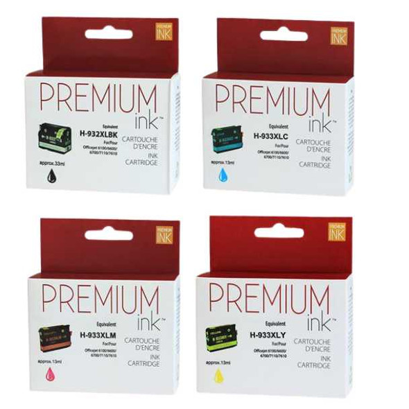Compatible Combo Pack HP 932XL/933XL Black & Colors Ink Cartridge - Premium Ink Ink Cartridge