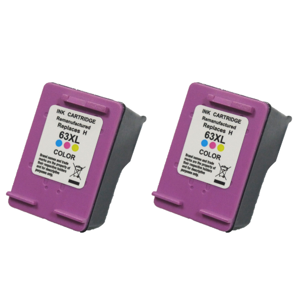 Compatible Pack of 2 HP 63XL Tricolor Ink Cartridge -  Eco Ink