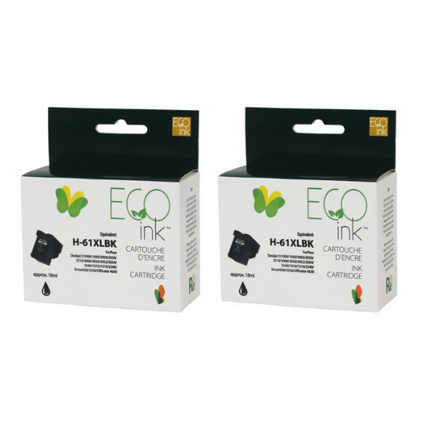 Pack of 2 - Compatible HP 61XL Black Ink Cartridge - Eco Ink