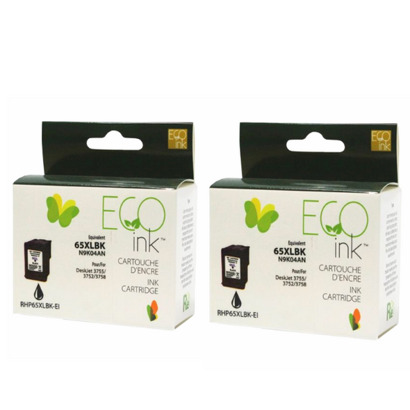 Pack of 2 Compatible HP 65XL Black Ink Cartridges -  Eco Ink