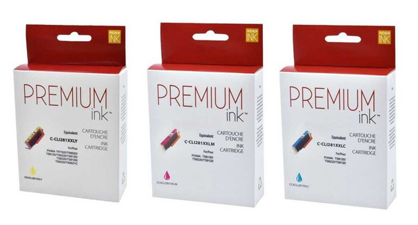 Compatible Color Combo 3 Pack CLI281XXL Y-M-C Color Ink Cartridges - Premium Ink