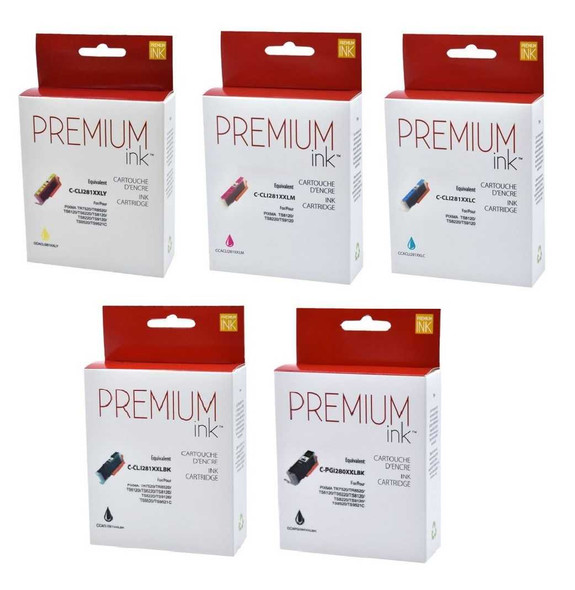 Combo Pack - Compatible CLI281XXL / PGI280XXLBK Black & Color Ink Cartridges 5Pcs set - Premium Ink