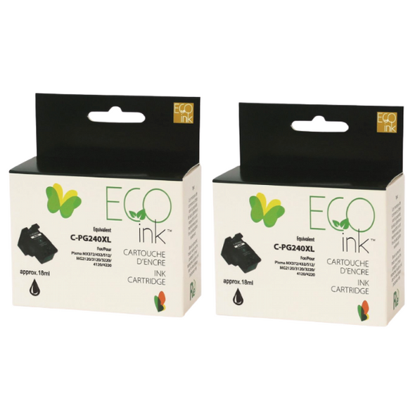 Pack of 2 Compatible Canon PG240 Black Ink Cartridge - Eco Ink