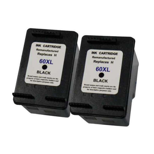 Compatible Pack of 2 HP 60XL Black Ink Cartridge - White Box Ink Cartridge