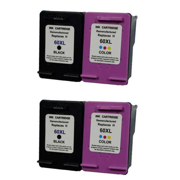 Compatible Maxi Combo Pack of 2 HP 60XL Black Ink Cartridge - White Box Ink Cartridge