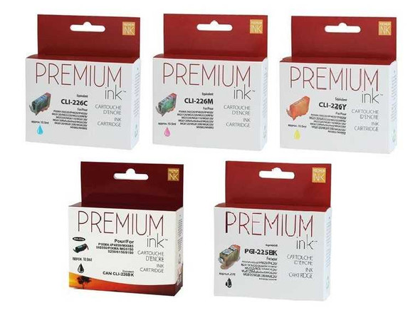 Compatible Combo Black & Color Pack PGI225 & CLI226 BK,C,M,Y Ink Cartridges - Premium Ink