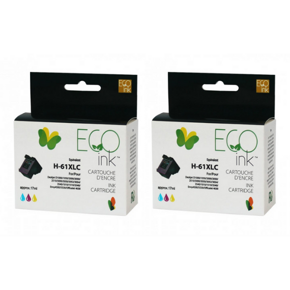 Compatible Pack of 2 HP 61XL Tricolor Ink Cartridge - Eco Ink