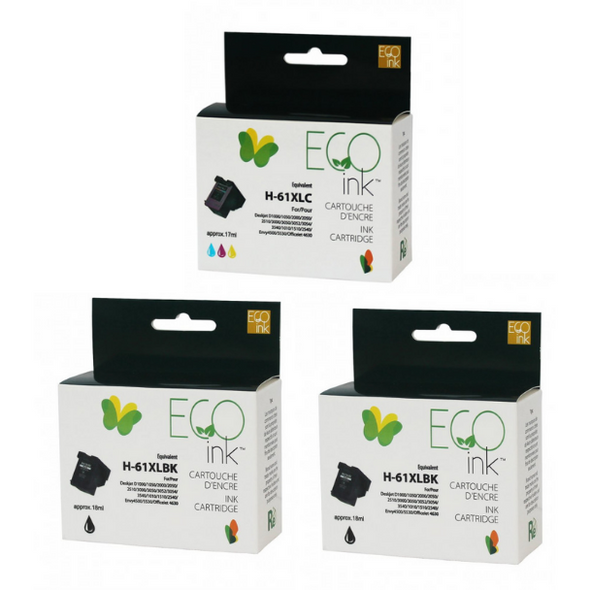 Compatible HP Pack of Two 61XL Black & One 61XL Tricolor Ink Cartridge - Eco Ink