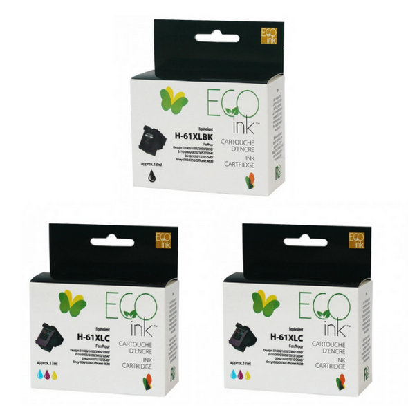 Compatible HP Pack of Two 61XL Tricolor & One 61XL Black Ink Cartridge - Eco Ink