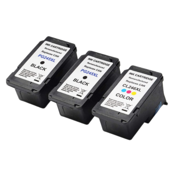 Compatible Pack of Two Canon PG 245XL & One CL 246XL Ink Cartridges