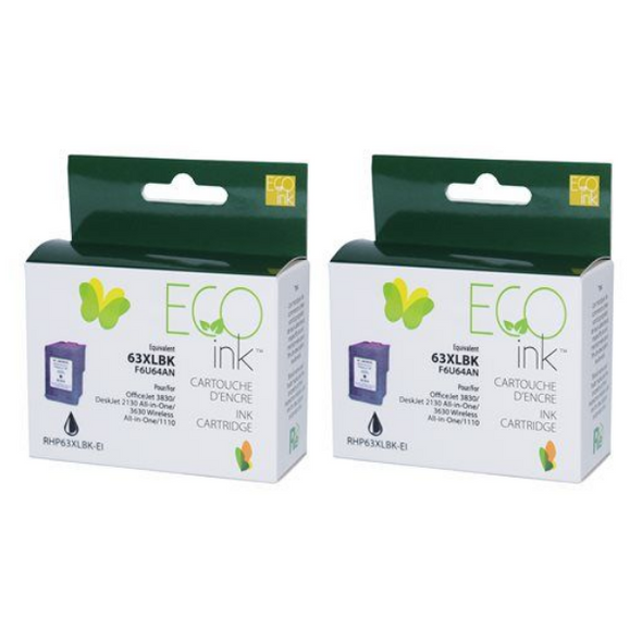 Compatible Pack of 2 HP 63XL Black Ink Cartridge - Eco Ink