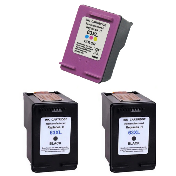 Compatible HP Pack of Two 63XL Black & One 63XL Tricolor Ink Cartridge