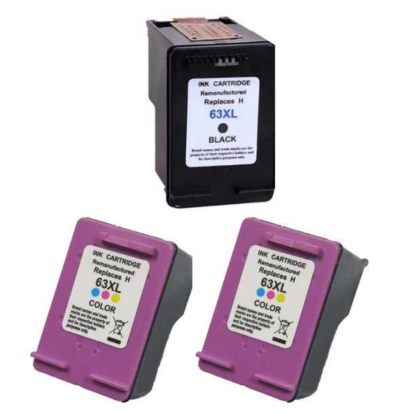 Compatible HP Pack of Two 63XL Tricolor & One 63XL Black Ink Cartridge - Eco Ink Ink Cartridge