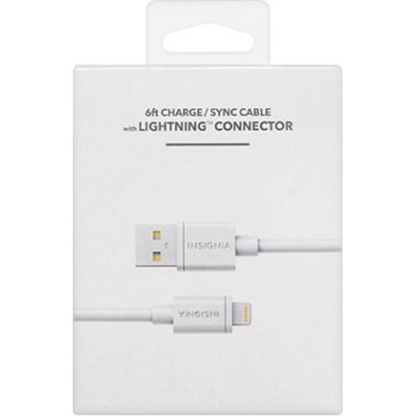 INSIGNIA - Apple MFi Certified 1.8m (6 ft.) Apple iPhone Lightning USB Cable - White