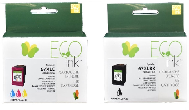 Compatible Combo Pack HP 67XL Black &Tricolor Ink  Cartridge - Eco Ink