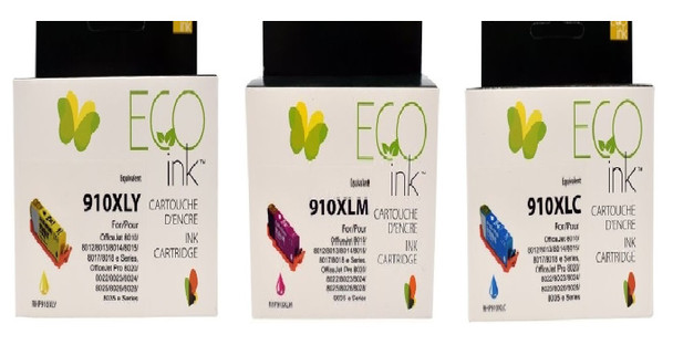 Compatible HP 910XL Pack Set Color ,Cyan ,Yellow ,Magenta Ink  Cartridge - Eco Ink