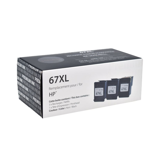 Compatible 3 Pieces Pack HP 67XL black & One Head Yield Ink Cartridge - Premium Ink