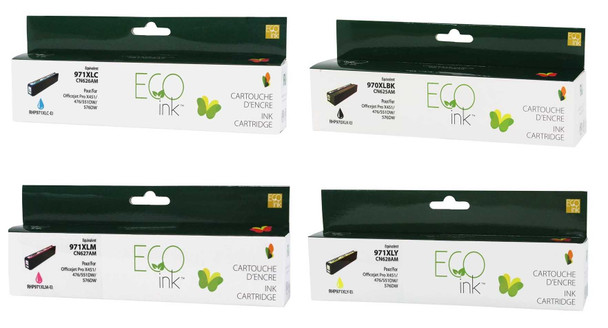 Compatible Set Pack HP 970 XL Black & 971 XL Tri Color Ink Cartridge - Eco Ink Ink Cartridge