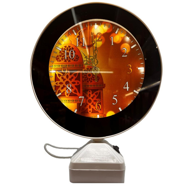 Stylish clock with mosque image, great for Muslim homes during Ramadan.