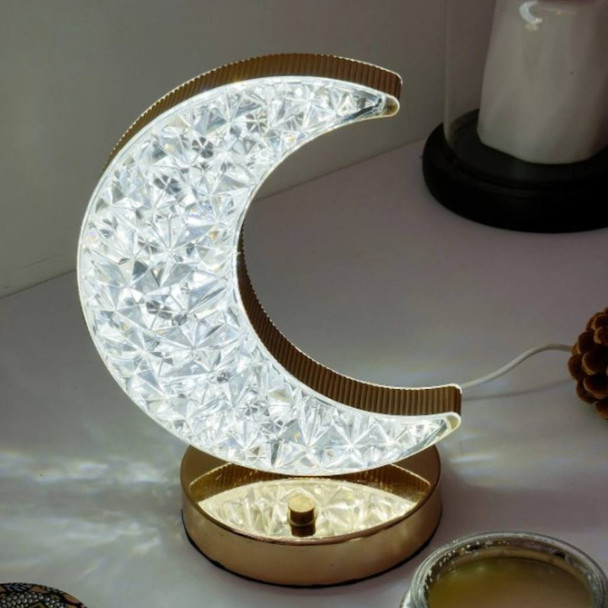 Crystal Moon Table Lamp Color Changing for Ramadan and Eid Decoration powered by battery Chargeable
