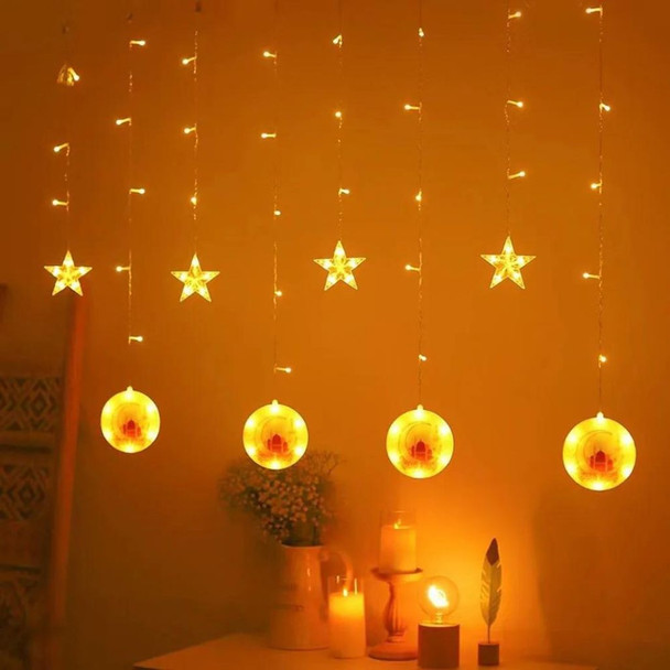 Star Moon LED Curtain Lights String Ramadan Kareem Decoration