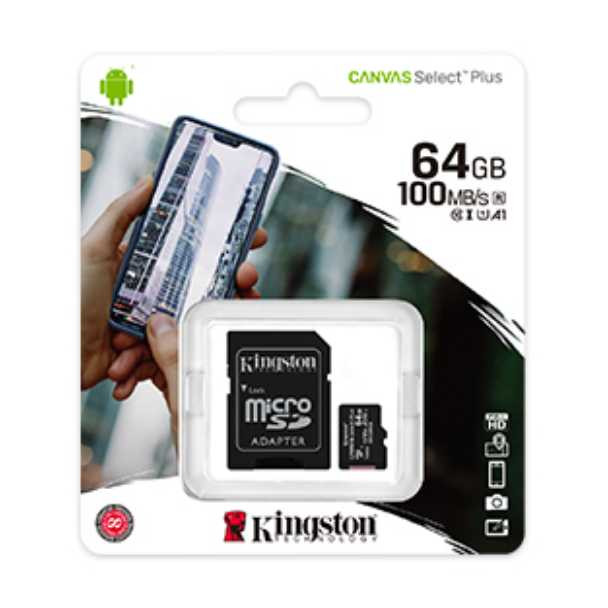 Kingston 64GB MicroSD Card Canvas Select Plus with Android A1 Performance Class SD Cards