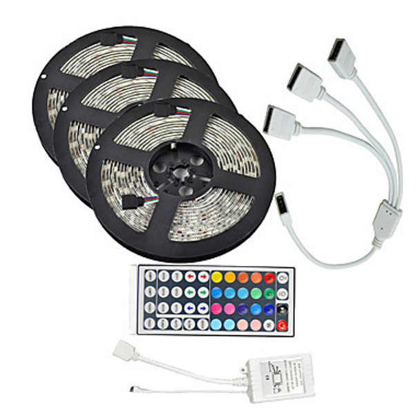 Smart Led Strip Kit, 5050 RGBW 15 Meter "3 Rolls x 5M", Wifi Controller and music interactive, Cuttable to fit your exact measurements, also Waterproof for outdoor use