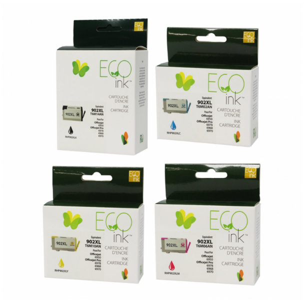Compatible Combo Pack of HP 902XL Ink Cartridge Black & Colors - Eco Ink