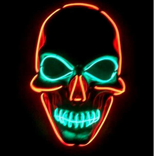 Halloween LED Skull Mask - Orange & Green Halloween