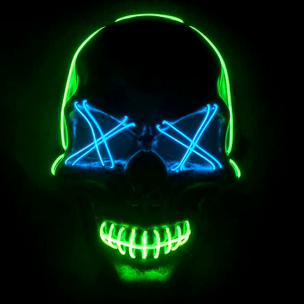 Scary Halloween LED Mask - Green & Blue