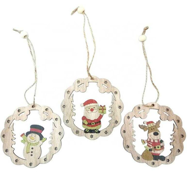 Christmas Tree Wooden Hanging Danglers, 3Pcs/Set, Design #2