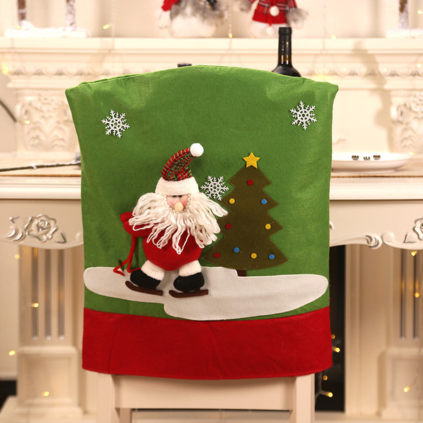 3D Plush Christmas Chair Covers & Dinner Table Decoration 18.8" x22.8" (50cm X 60cm) Stretch and Washable with Santa Claus Design