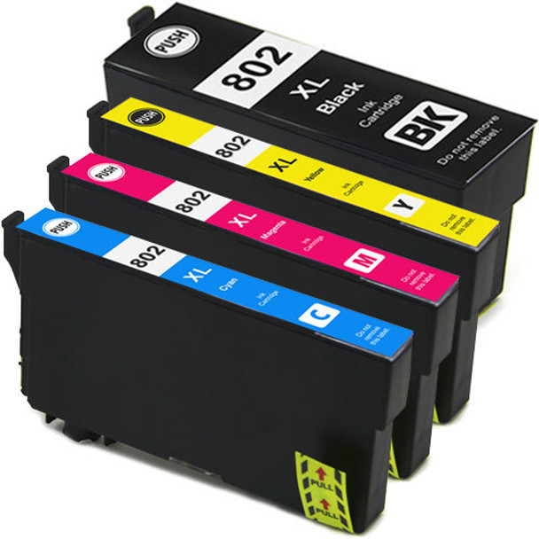 Compatible Combo Pack EPS T802XL Black & Color Cartridges Set of 4Pcs - Premium Ink