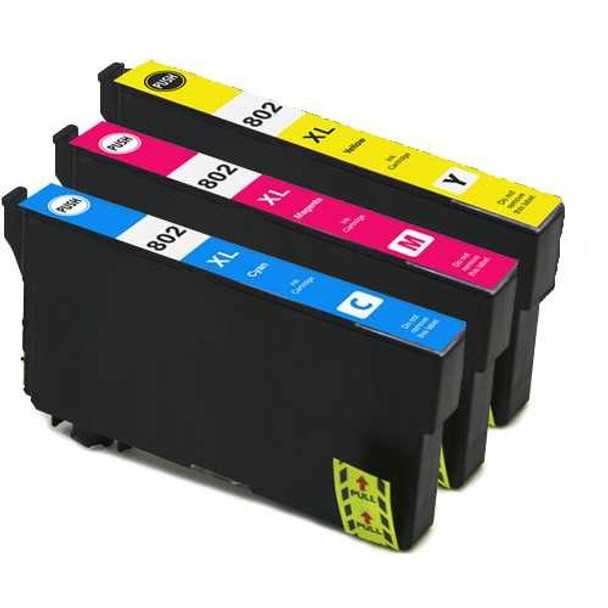 Compatible Combo Pack EPS T802XL Color Cartridges Set of 3Pcs - Premium Ink