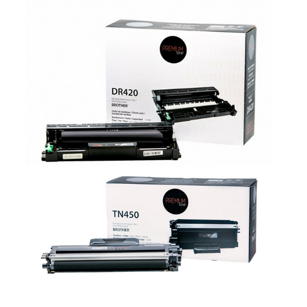Compatible Brother TN450 Toner & DR420 Drum Unit Cartridge - Combo Pack