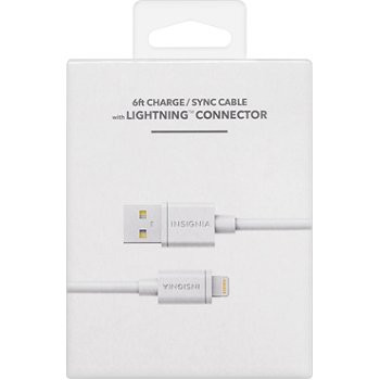 INSIGNIA - Apple MFi Certified  (6 ft.) Apple iPhone Lightning USB Cable  - White