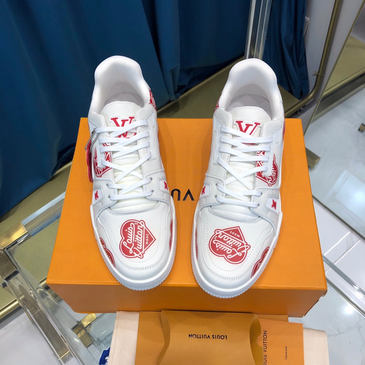 Louis Vuitton 1A8KK5 LV Trainer sneaker in Blue Mix of materials Replica  sale online ,buy fake bag