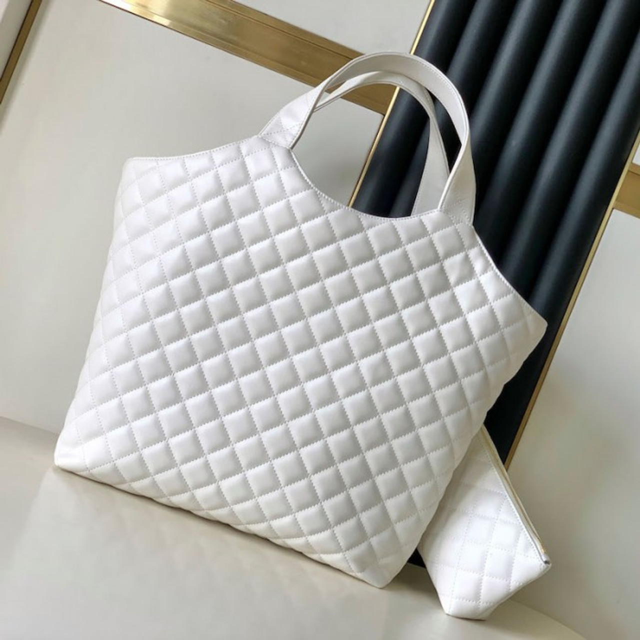 BAG NEW ARRIVAL - YSL ICARE SHOPPING BAG IN QUILTED LAMBSKIN WHITE 40C –  Sneakbag