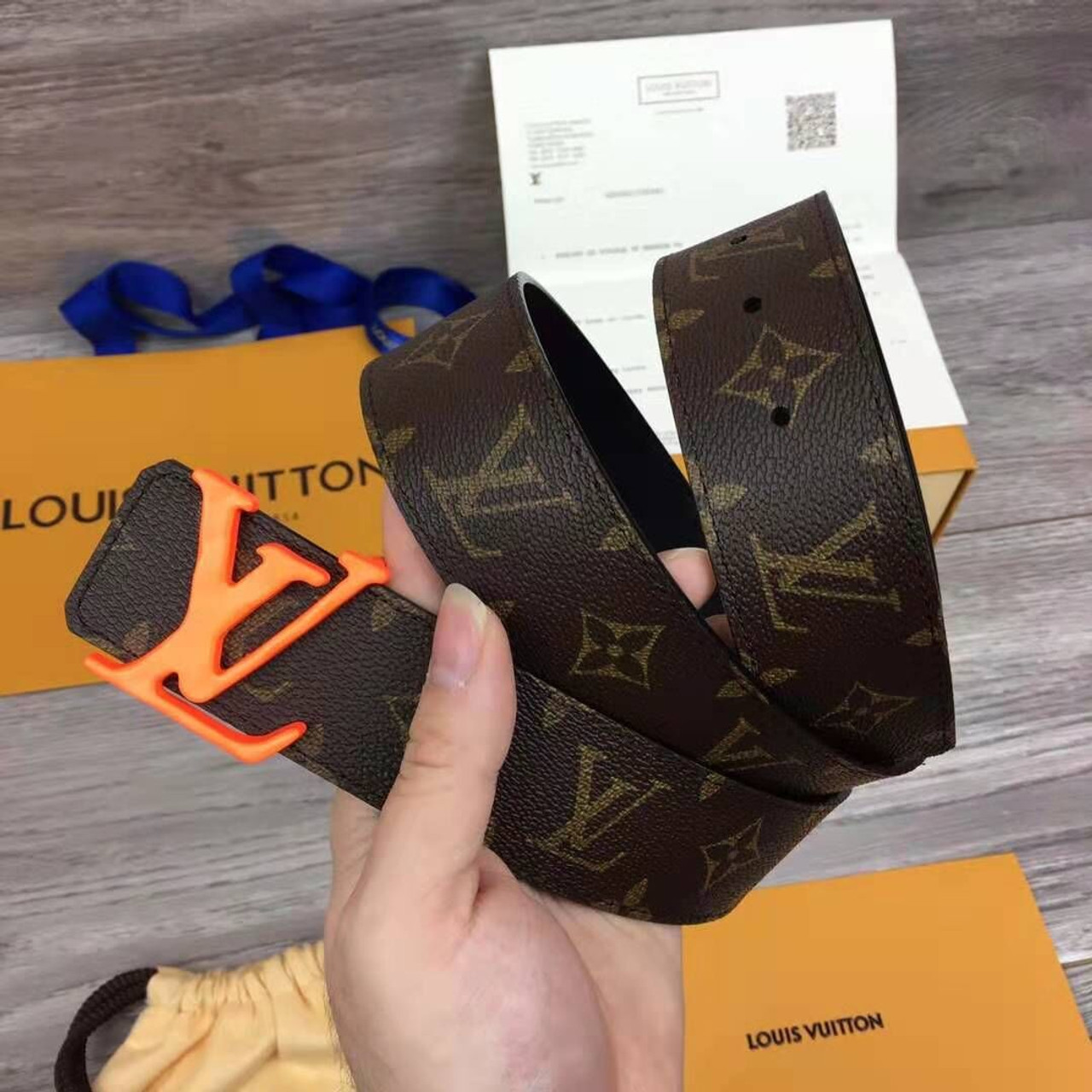 UA Replica Supreme X Louis Vuitton (LV) Belt in RED, BROWN AND