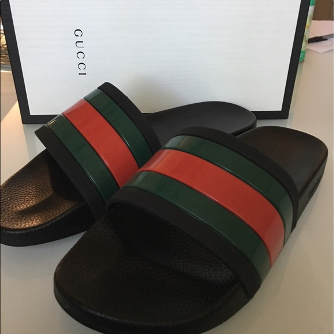 where to buy the best stockX High quality replica UA Gucci flip flops (select color) Hypedripz is the best high quality trusted clone replica fake designer seller website 2021