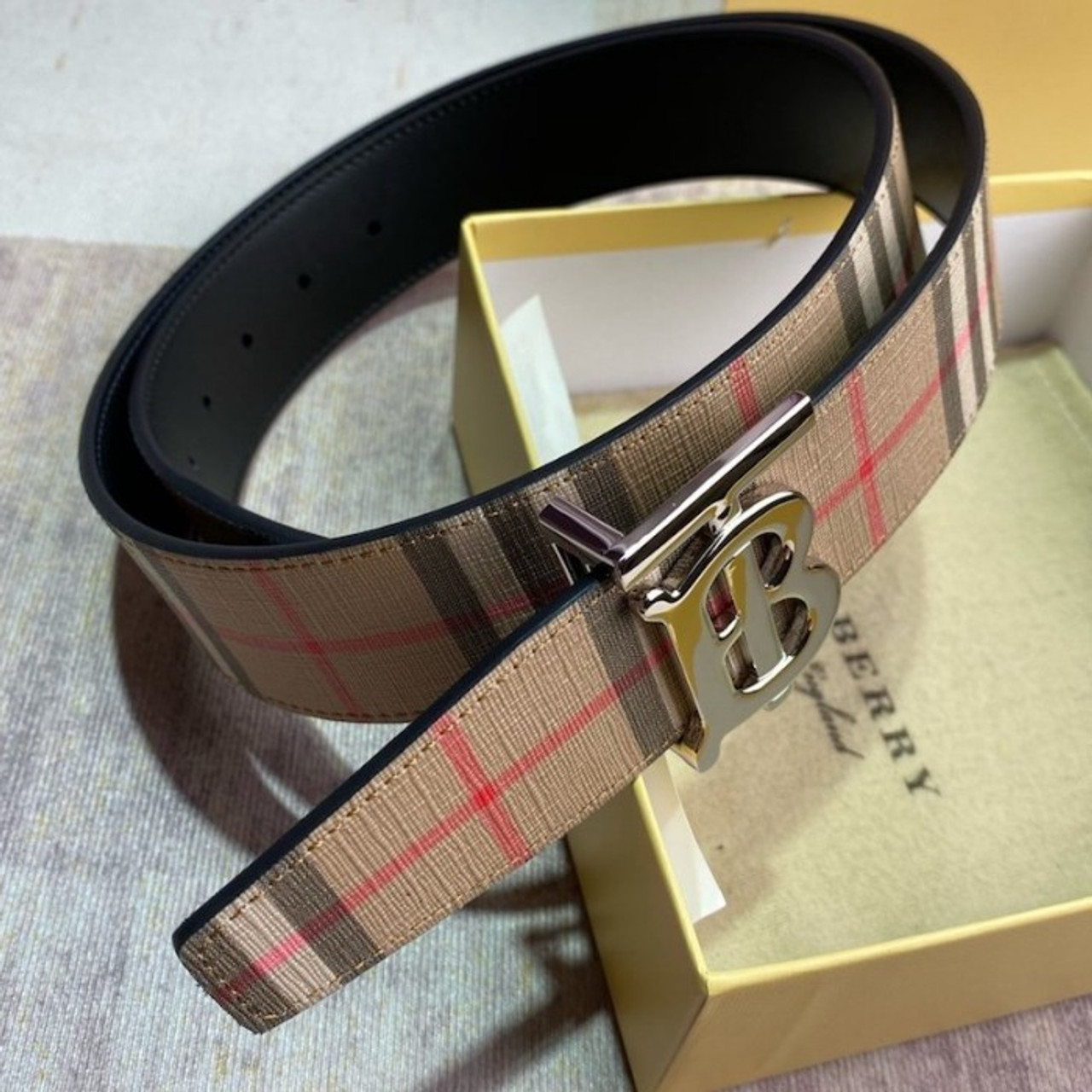 Burberry - Reversible Monogram Motif Vintage Check Belt  HBX - Globally  Curated Fashion and Lifestyle by Hypebeast
