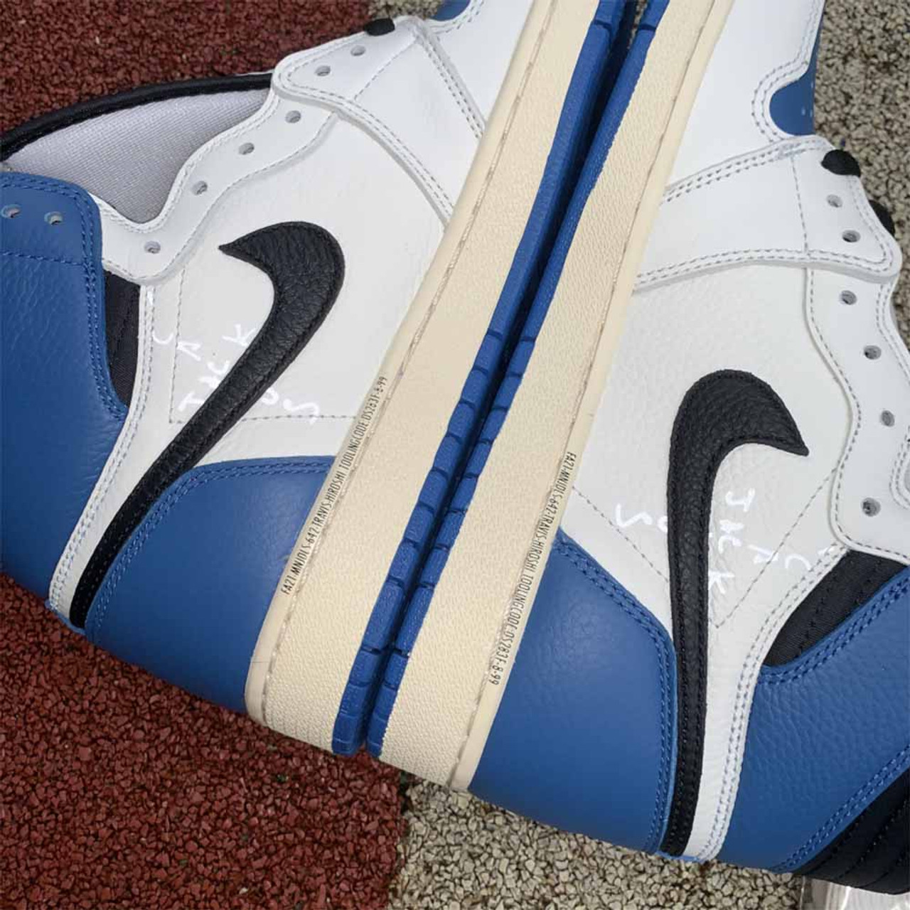 where to buy the best stockX High quality replica UA Travis Scott x  Fragment Air Jordan 1 High OG SP Military Blue 1, Sneaker Hypedripz is the  best high quality trusted clone