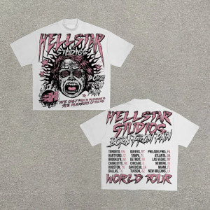 High quality replica UA Vintage Hellstar Graphic 100% Cotton Short Sleeve white T-Shirt High quality replica UA Vintage Hellstar Graphic 100% Cotton Short Sleeve white T-Shirt