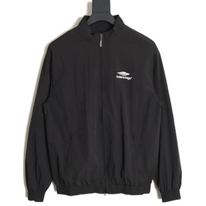 High quality replica UA Balenciaga 24SS 3B embroidered all black sports suit jacket High quality replica UA Balenciaga 24SS 3B embroidered all black sports suit jacket