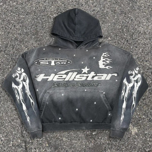 High quality replica UA Vintage Hellstar Graphic Gray Acid Washed Pullover Hoodie High quality replica UA Vintage Hellstar Graphic Gray Acid Washed Pullover Hoodie