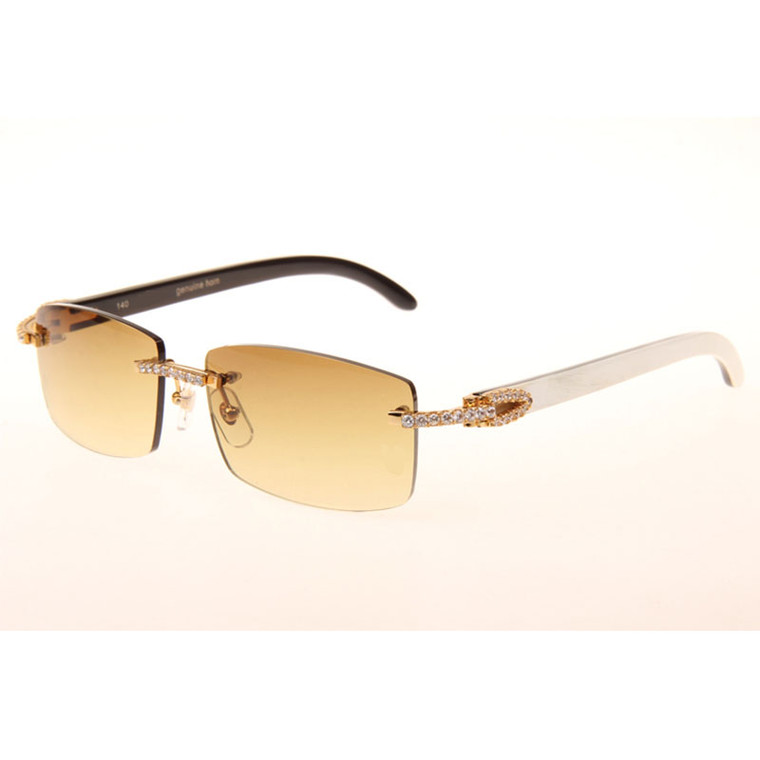 High quality replica UA Cartier Black And White Buffalo Big Lens In Gold Sunglasses