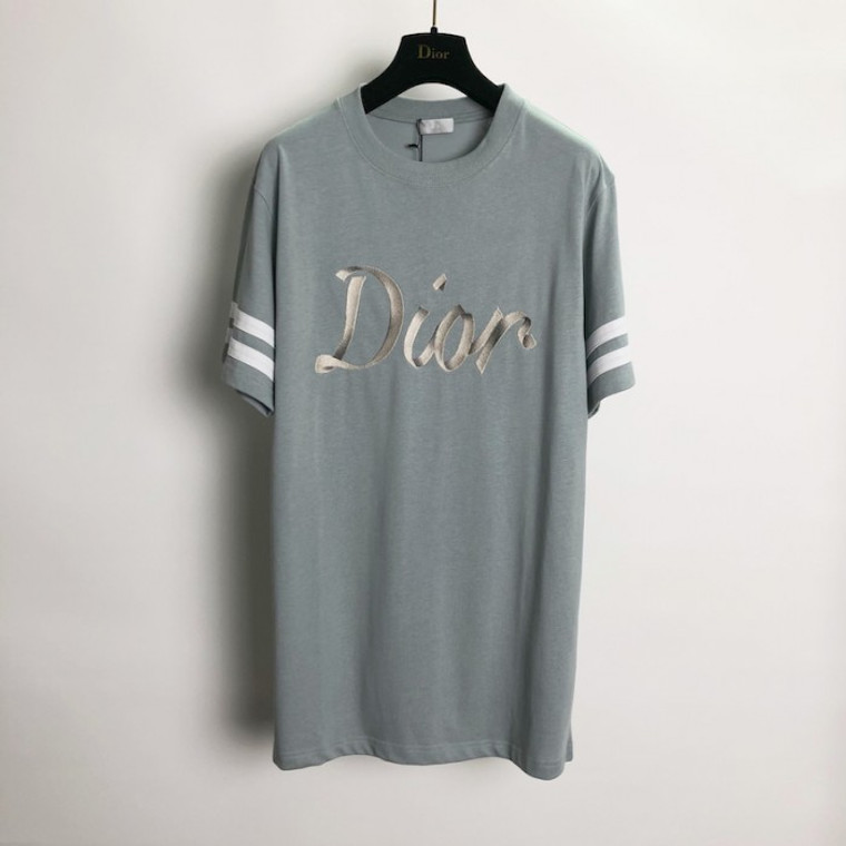 High quality replica UA Dior Relaxed-Fit T-Shirt Blue Organic Cotton Compact Jersey, Tshirt